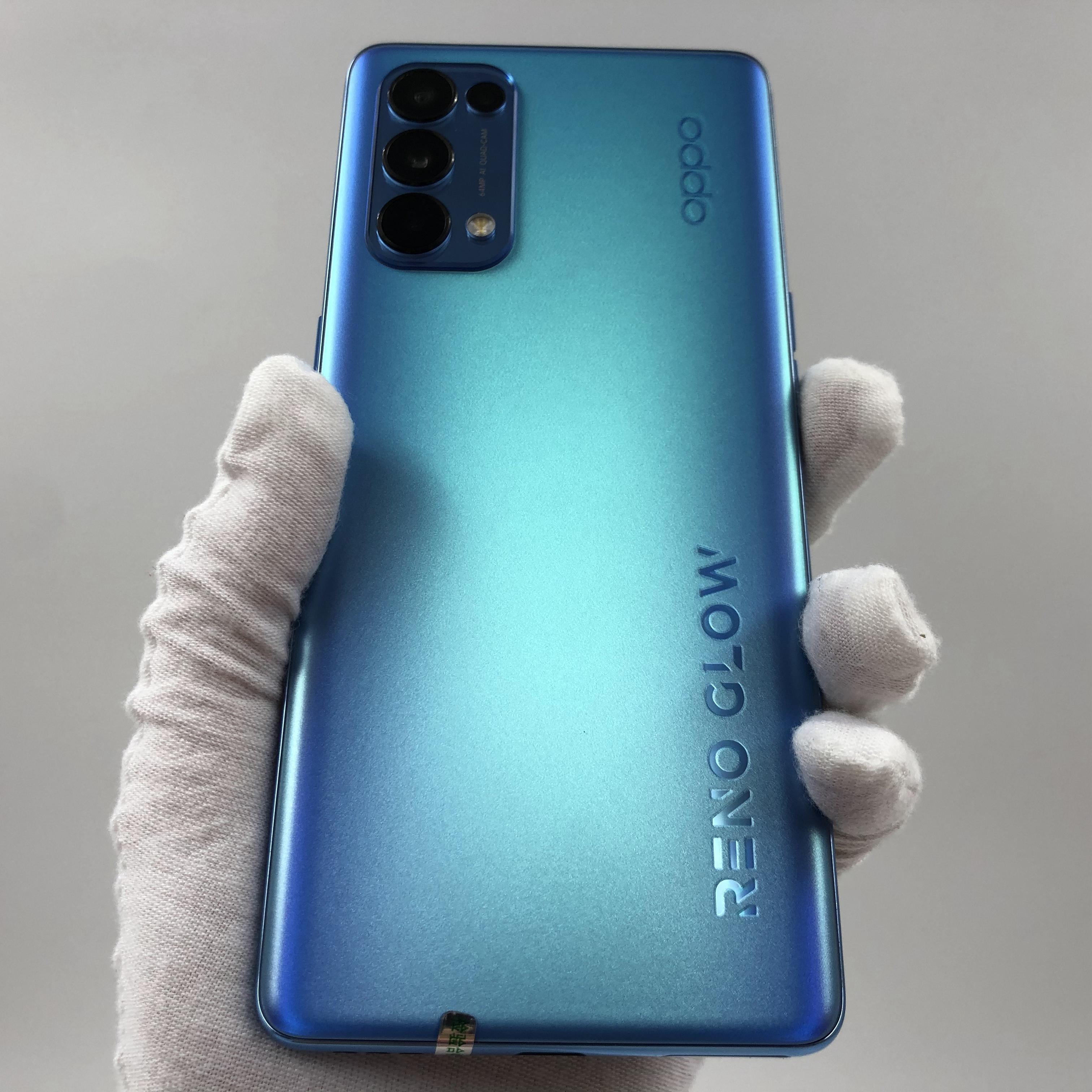 官方质检95成新 12g/256g 国行 5g全网通 极光蓝 oppo reno5 pro